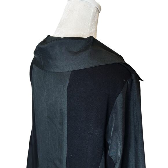 LUUKAA France Mixed Media Black Jacket Pleated Collar Stretch Size 4 Lagenlook - Picture 2 of 16